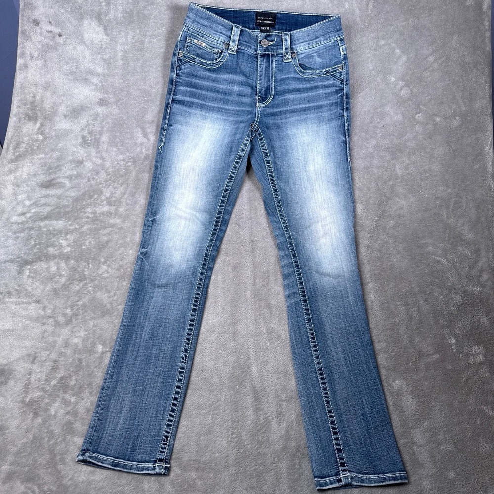 Buckle Black Jeans Men 29x32 Blue Fit No 3 Bootleg Stretch BKE Distressed